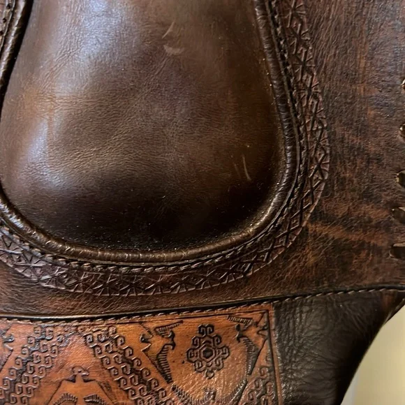 Anna Cainzo vintage leather brown tooled bag. - Picture 5 of 9
